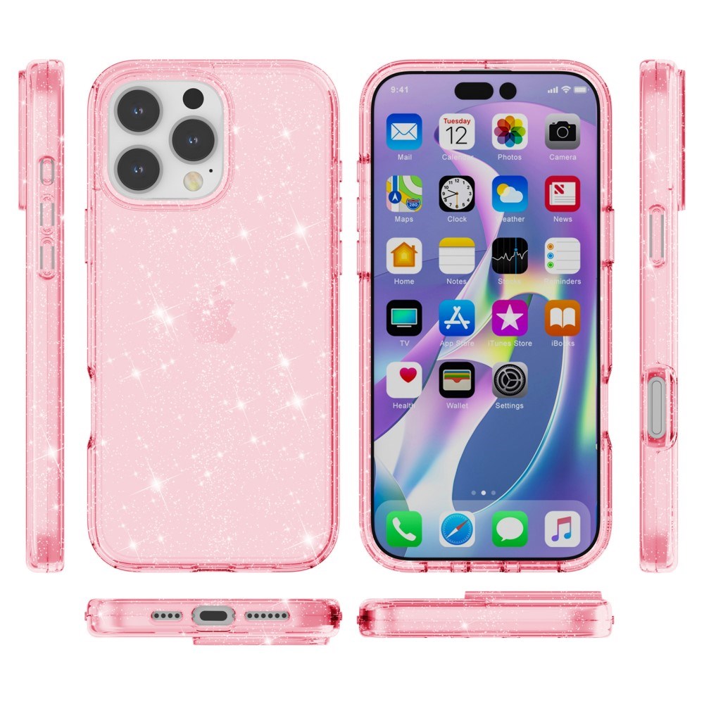 EIDERWOOD iPhone 16 Pro Hybrid Plastic Bakdeksel - Rosa Glitter