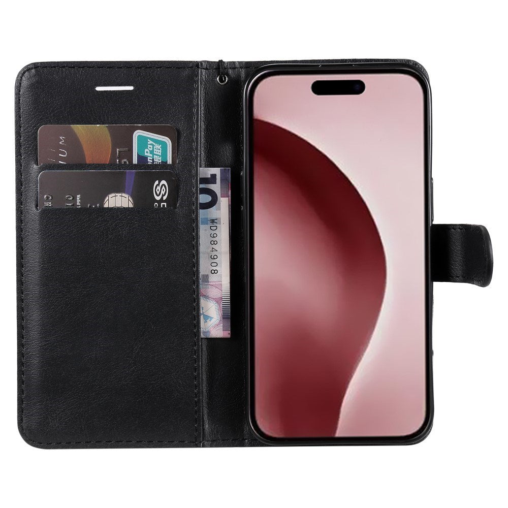 EIDERWOOD iPhone 16 Pro Faux Leather Flip Cover m- lommebok og stropp - svart
