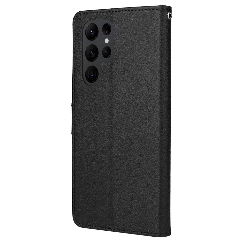 EIDERWOOD Samsung Galaxy S23 Ultra Blankt Kunstlæder Flip Cover m. Pung & Ståfunktion - Sort