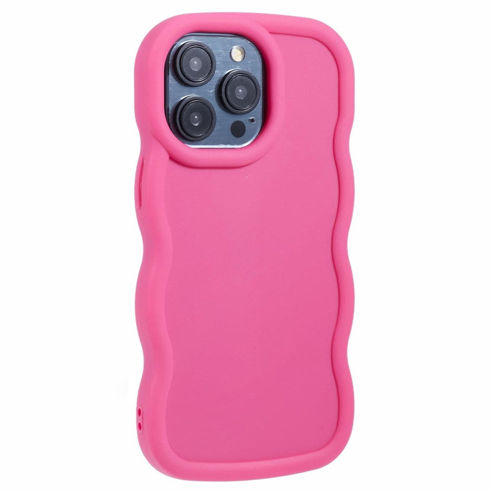EIDERWOOD iPhone 14 Pro Fleksibelt Plastik Wavy Mobil Cover - Pink