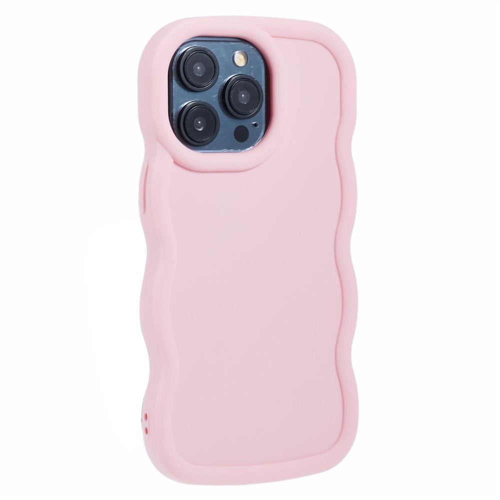EIDERWOOD iPhone 14 Pro Fleksibelt Plastik Wavy Mobil Cover - Lyserød