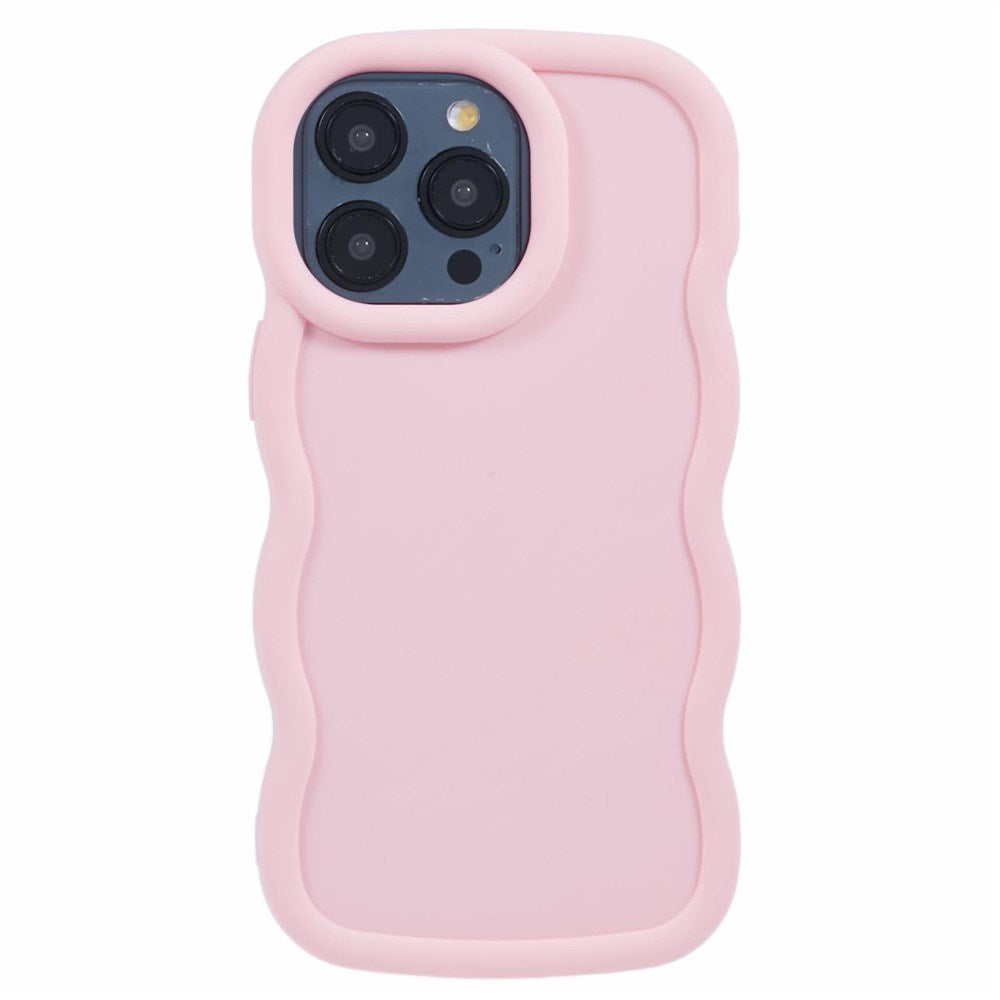 EIDERWOOD iPhone 12 Pro Max Fleksibelt Plastik Wavy Mobil Cover - Lyserød