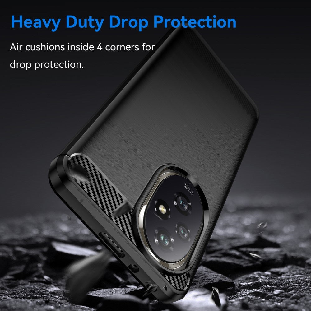Honor 200 Pro (5G) - EIDERWOOD Brushed Carbon Fiber Fleksibelt Plastik Cover - Sort