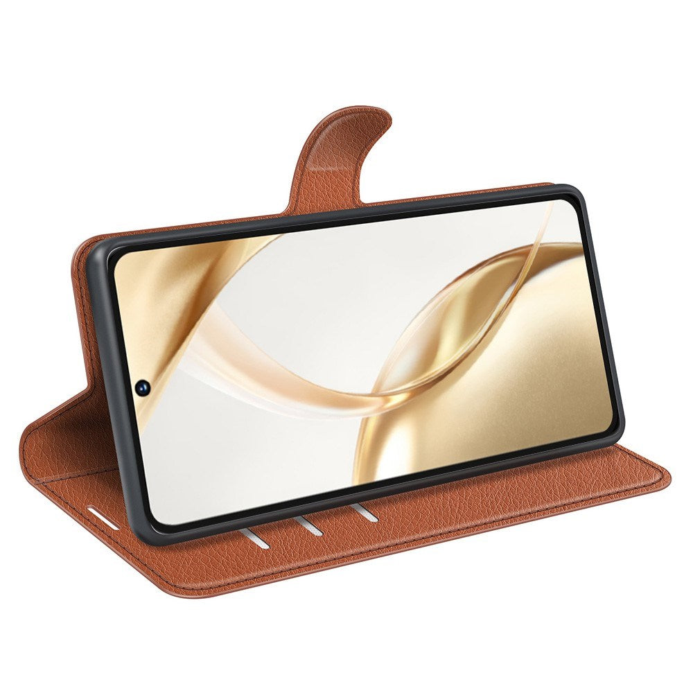 EIDERWOOD Honor 200 5G foliodeksel – lommebokveske i imitert skinn med litchi-tekstur – brun