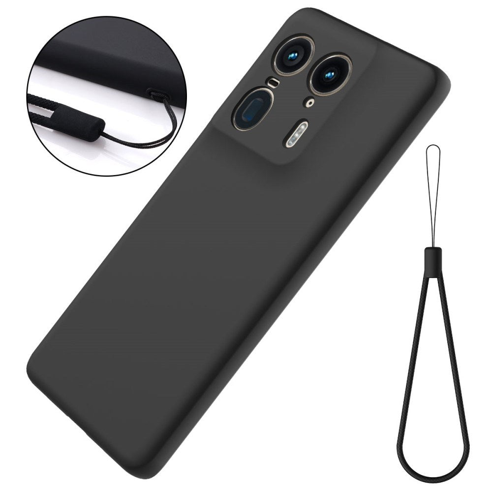 EIDERWOOD Motorola Edge 50 Ultra Liquid Silikone Bagside Cover m. Strop - Sort