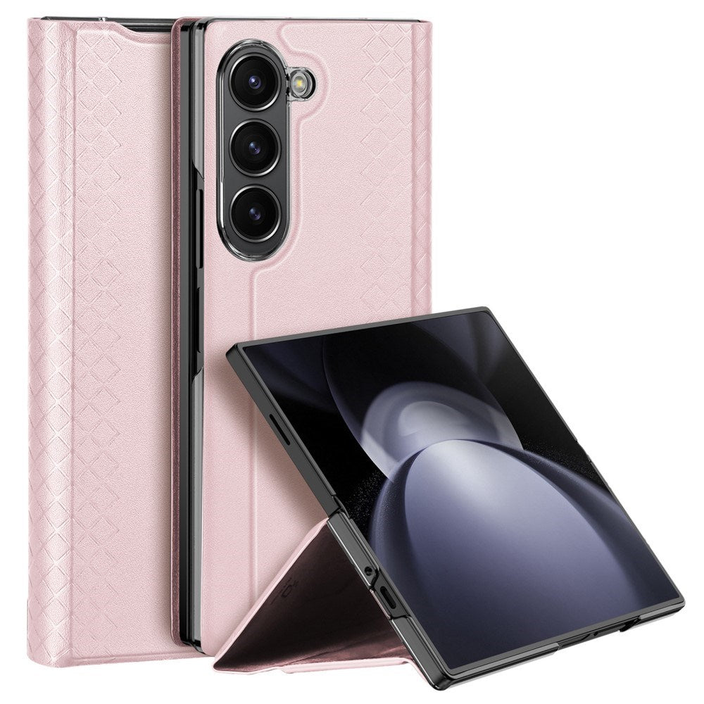 Samsung Galaxy Z Fold6 DUX DUCIS Bril Series Leather Flip Cover - Rosa