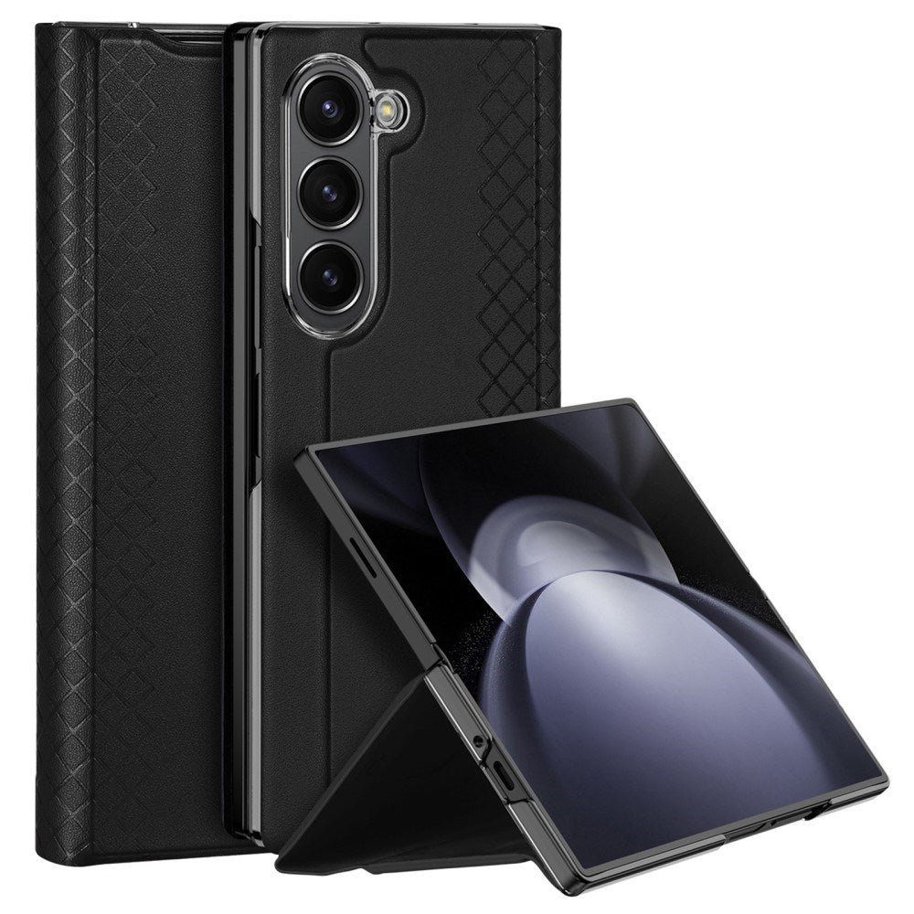 Samsung Galaxy Z Fold6 DUX DUCIS Bril Series Leather Flip Cover - Svart
