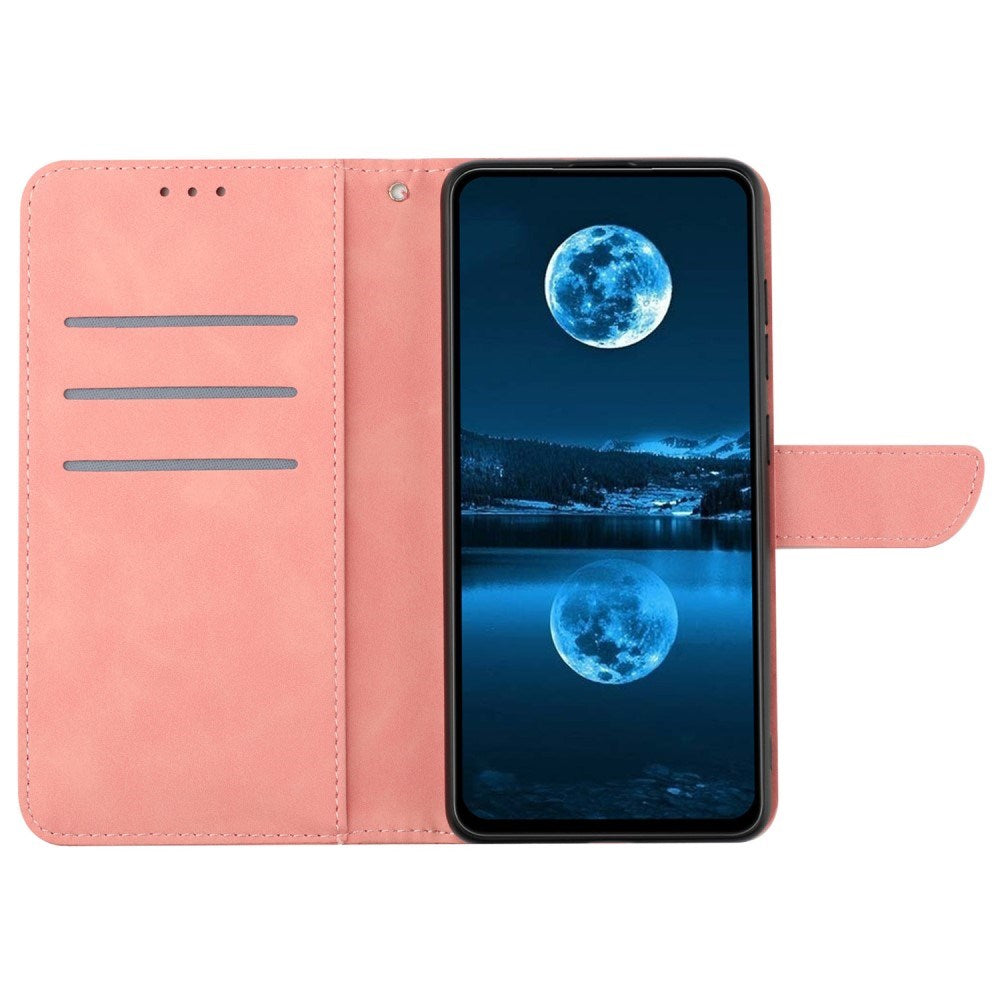 EIDERWOOD Samsung Galaxy S24 FE mønstret flipdeksel i lær m. Lommebok og stropp - Rosa