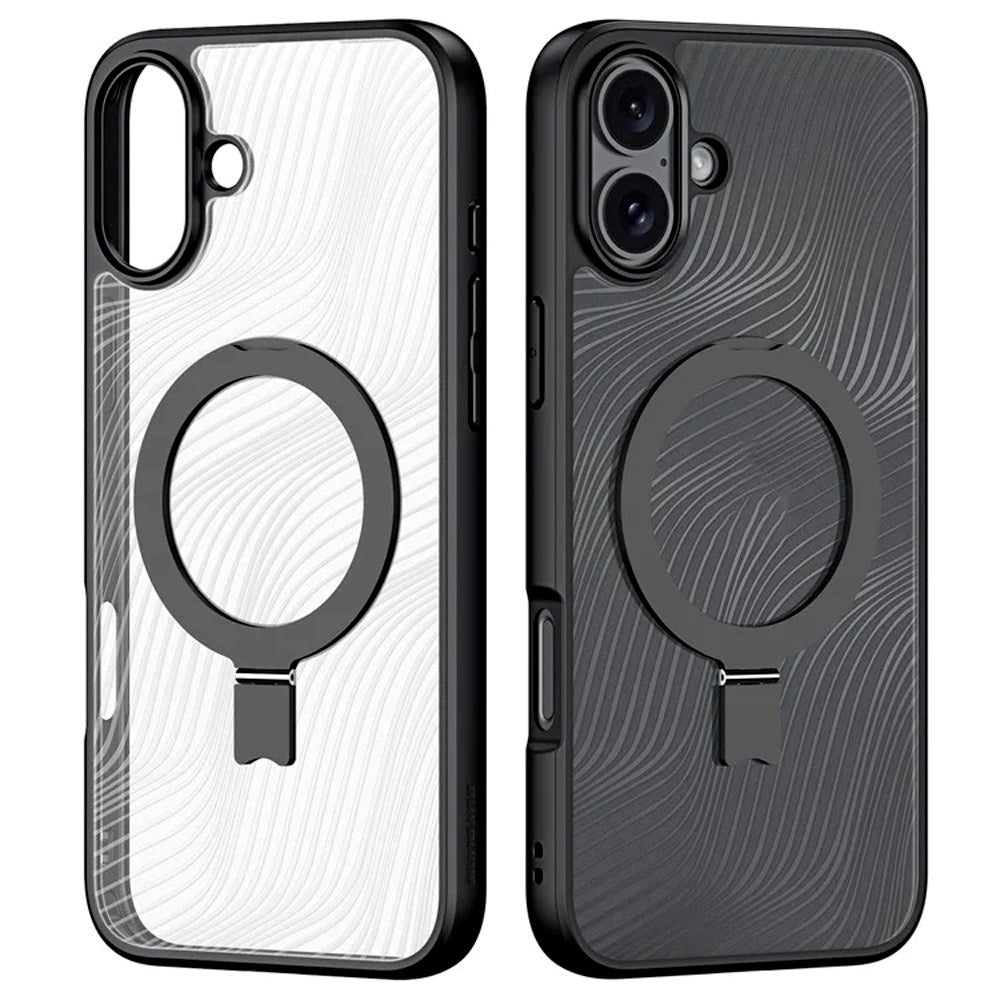 iPhone 16 - DUX DUCIS fleksibelt plastdeksel m. Stativ - MagSafe-kompatibel - Gjennomsiktig/Sort