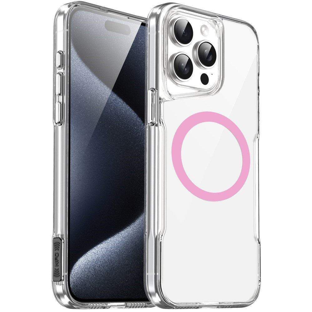 EIDERWOOD iPhone 16 Pro Hybrid plastbakdeksel - MagSafe-kompatibel - Gjennomsiktig / Rosa
