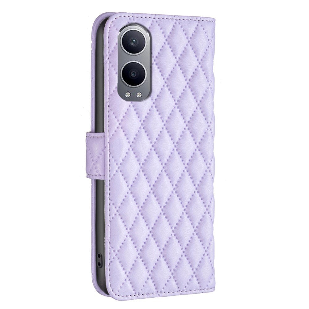 EIDERWOOD OnePlus Nord CE4 Lite (5G) Leather Flip Cover m. Lommebok og stropp - Rhombus - Lilla