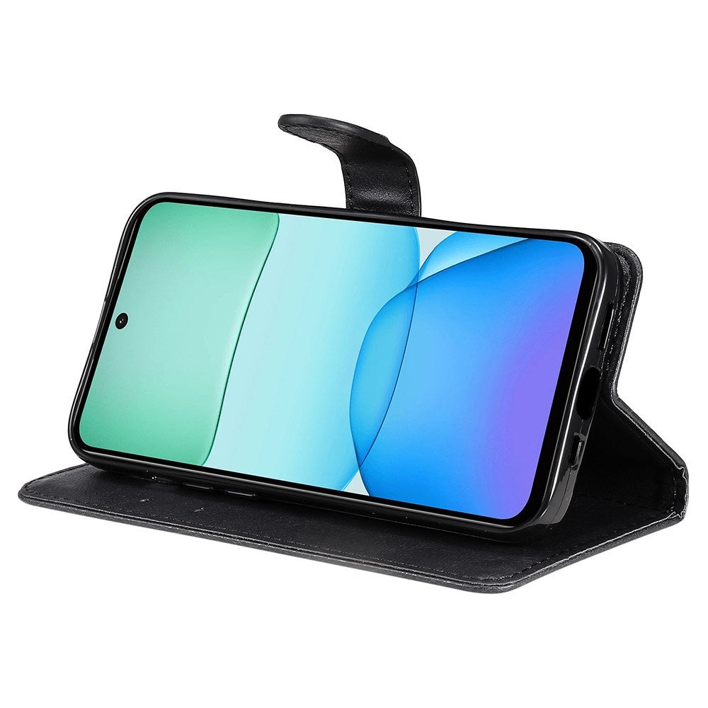 EIDERWOOD Xiaomi Redmi 13 flip-deksel i kunstskinn m. Lommebok og stropp - Svart