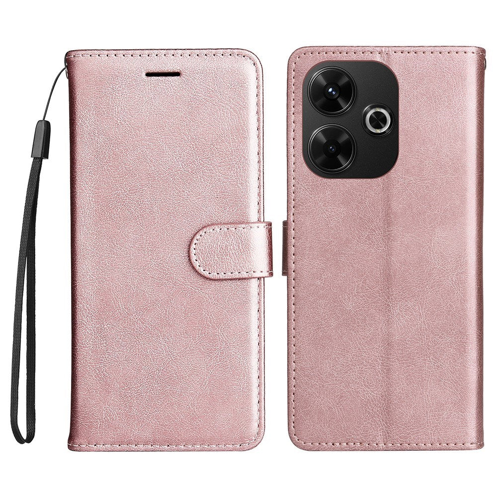 EIDERWOOD Xiaomi Redmi 13 flip-deksel i kunstskinn m. Lommebok og stropp - Rose gull