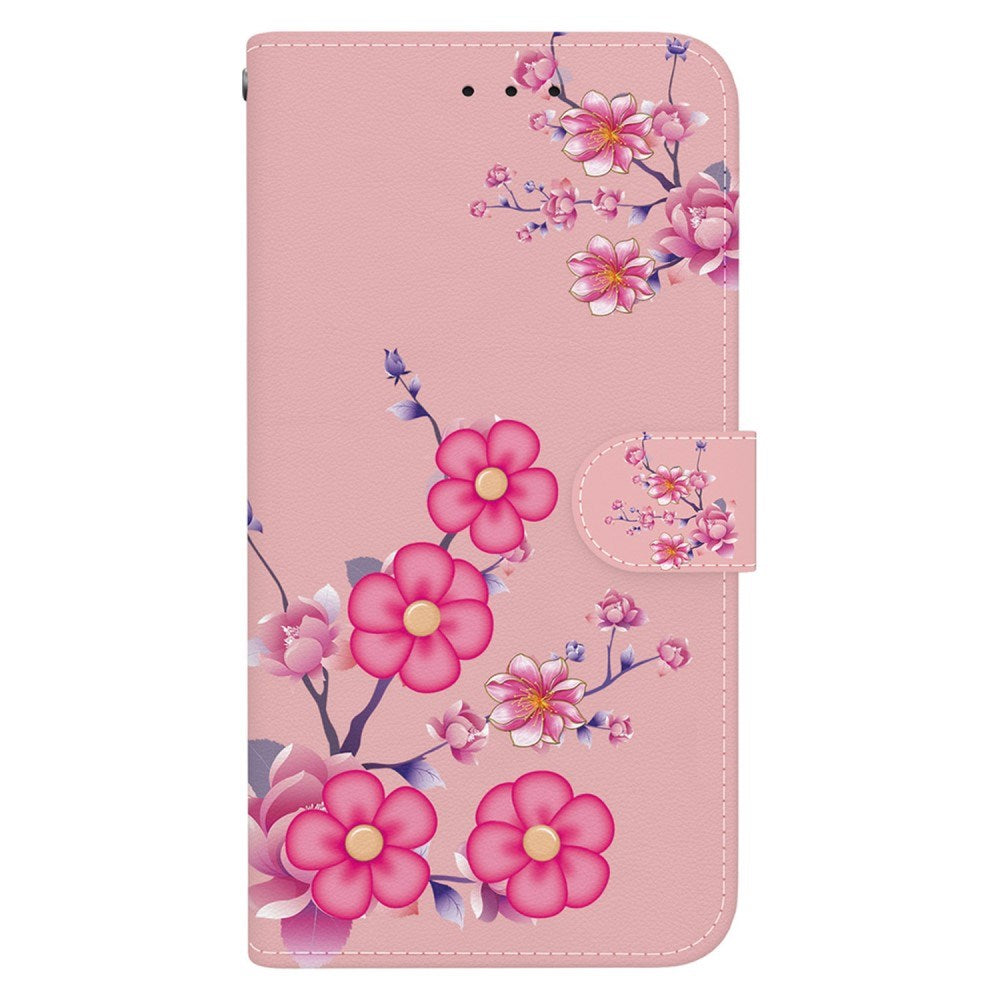 EIDERWOOD Motorola Moto G85 (5G) Leather Flip Cover m. Veske og stropp - Rosa blomster
