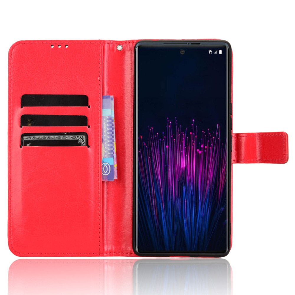 HTC U24 Pro (5G) - EIDERWOOD glanset skinndeksel m. Lommebok og stropp - rød