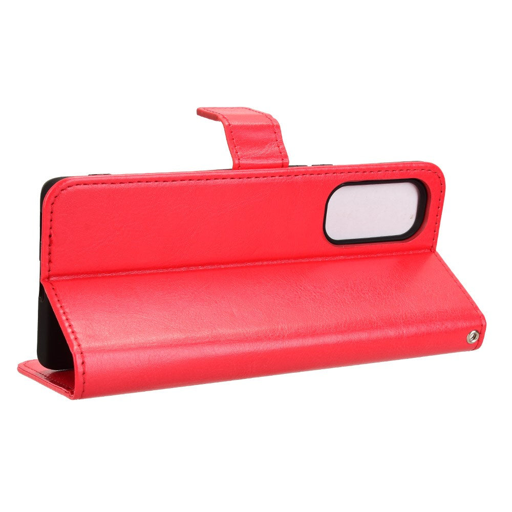 HTC U24 Pro (5G) - EIDERWOOD glanset skinndeksel m. Lommebok og stropp - rød