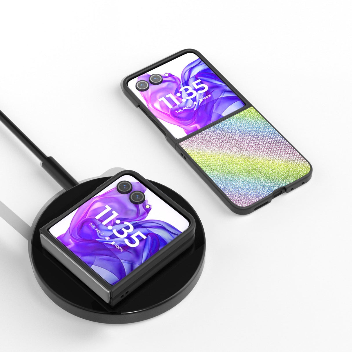 Motorola Razr 50 Ultra (5G) - EIDERWOOD Vegansk skinnglitterdeksel - regnbue