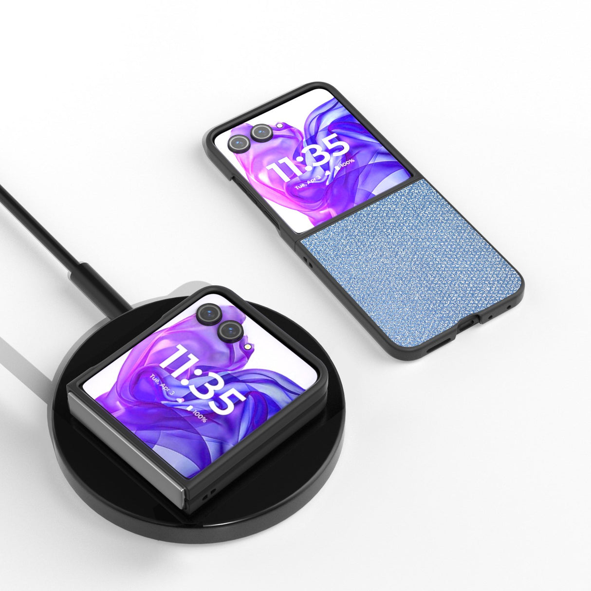Motorola Razr 50 Ultra (5G) - EIDERWOOD Vegan skinnglitterdeksel - blå