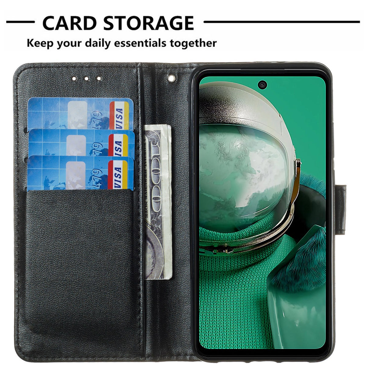 HMD Pulse/Pro/Plus - EIDERWOOD Skinntrekk m. Lommebok og stropp - Svart