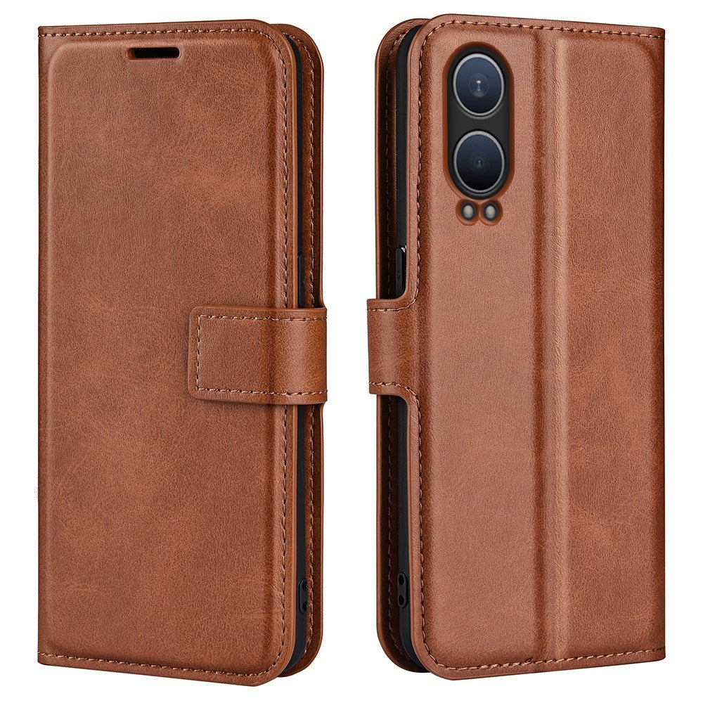 EIDERWOOD OnePlus Nord CE4 Lite (5G) Leather Flip Cover m. Kortholder & magnetisk lukking - lysebrun