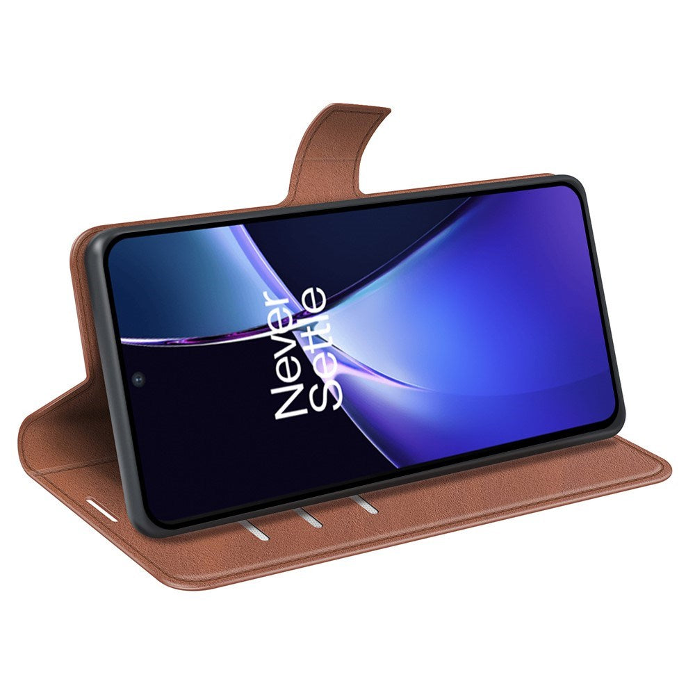 EIDERWOOD OnePlus Nord CE4 Lite (5G) Leather Flip Cover m. Kortholder & magnetisk lukking - lysebrun