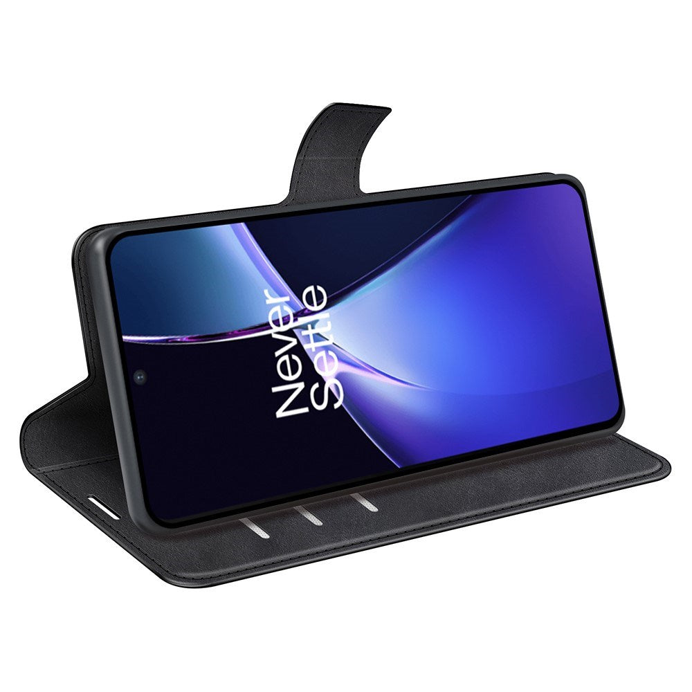 EIDERWOOD OnePlus Nord CE4 Lite (5G) Leather Flip Cover m. Kortholder og magnetisk lukking - svart