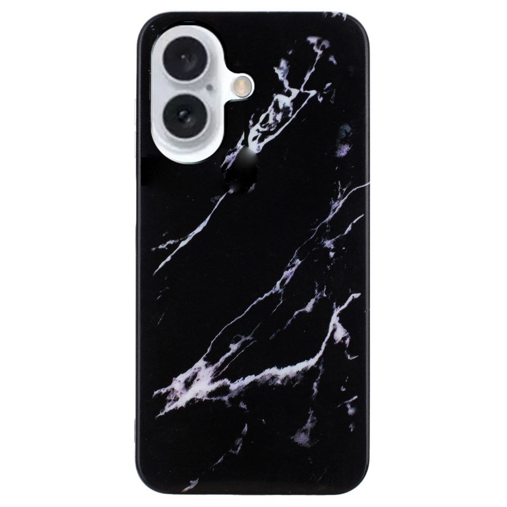 EIDERWOOD iPhone 16 Plus Fleksibelt Plastik Bagside Cover m. Marmor Design - Sort