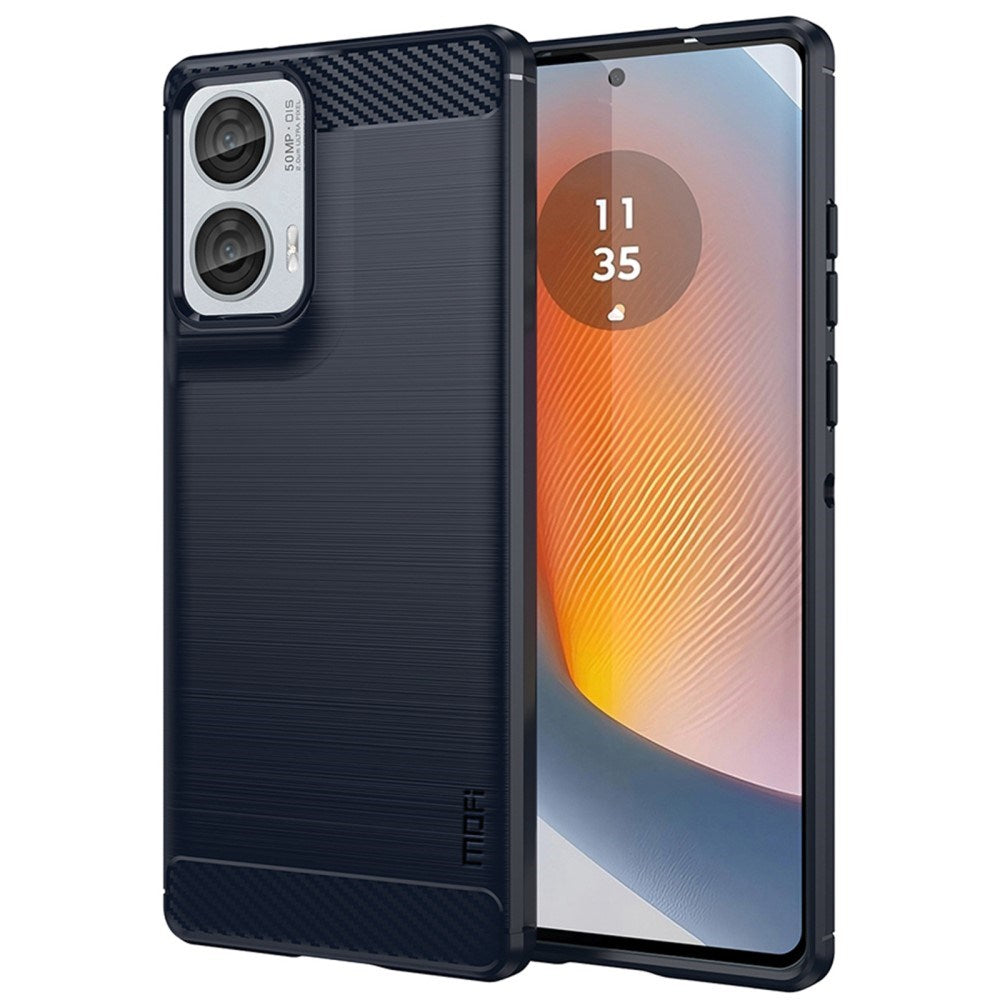 Motorola Moto G85 (5G) / S50 Neo (5G) Bakdeksel i børstet karbon - blå