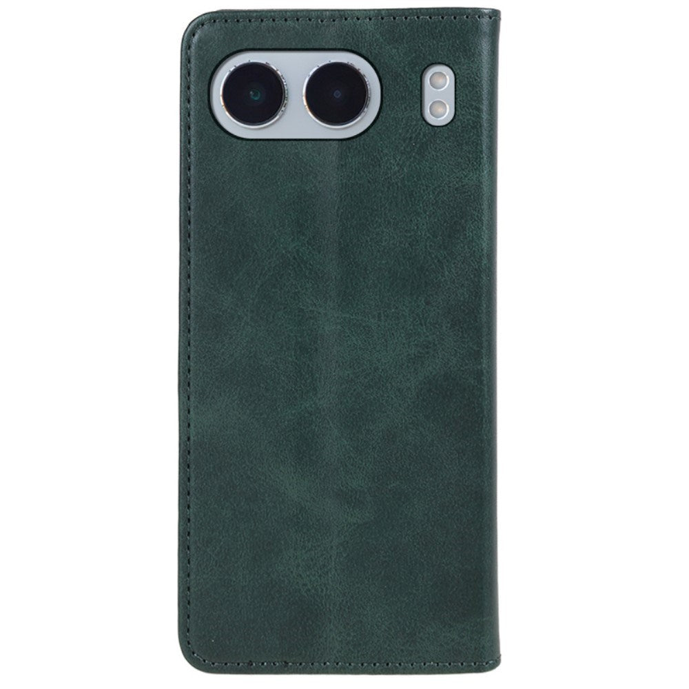EIDERWOOD OnePlus Nord 4 Artificial Leather Flip Cover m. Stativ og kortholder - Grønn