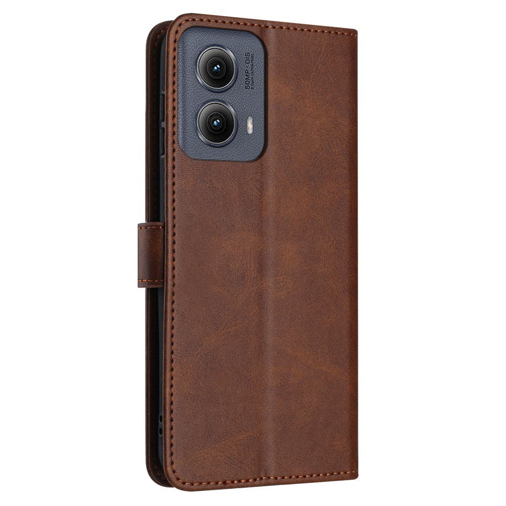 EIDERWOOD Motorola G85 (5G) Leather Flip Cover m. Kortholder & stropp - brun