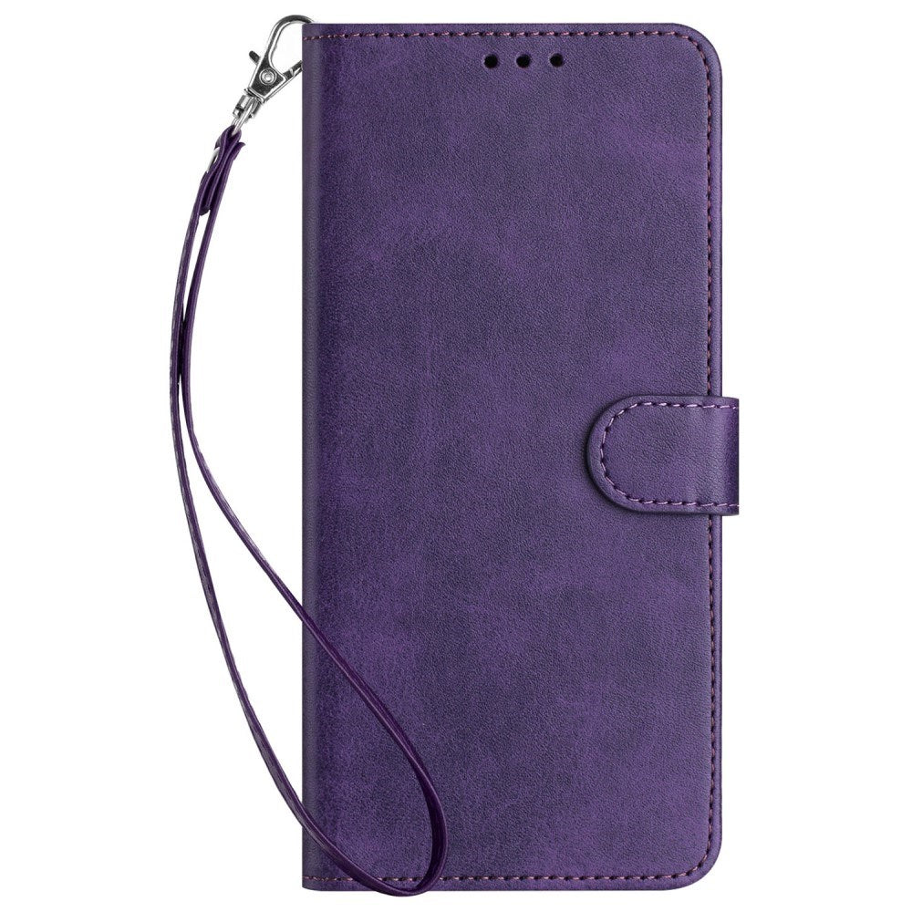 EIDERWOOD Motorola G85 (5G) Leather Flip Cover m. Kortholder og snor - Lilla