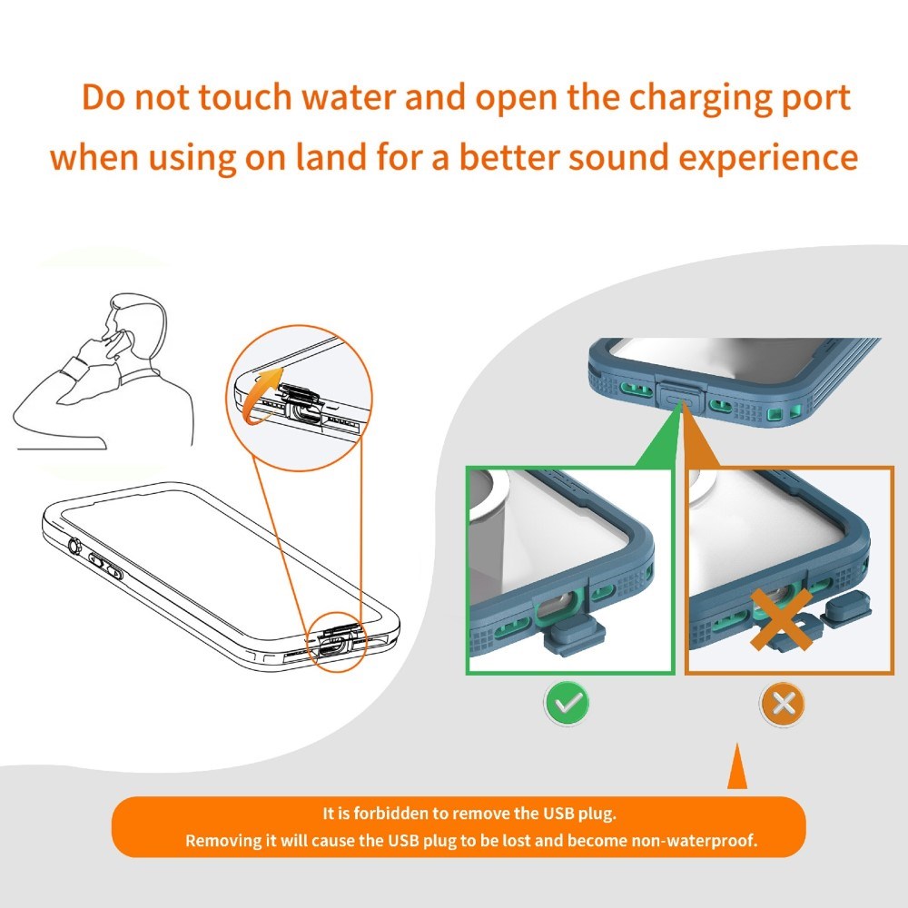 iPhone 16 vanntett håndverker plastdeksel m. Skjermbeskytter og stropp - MagSafe-kompatibel - Gjennomsiktig / Blå