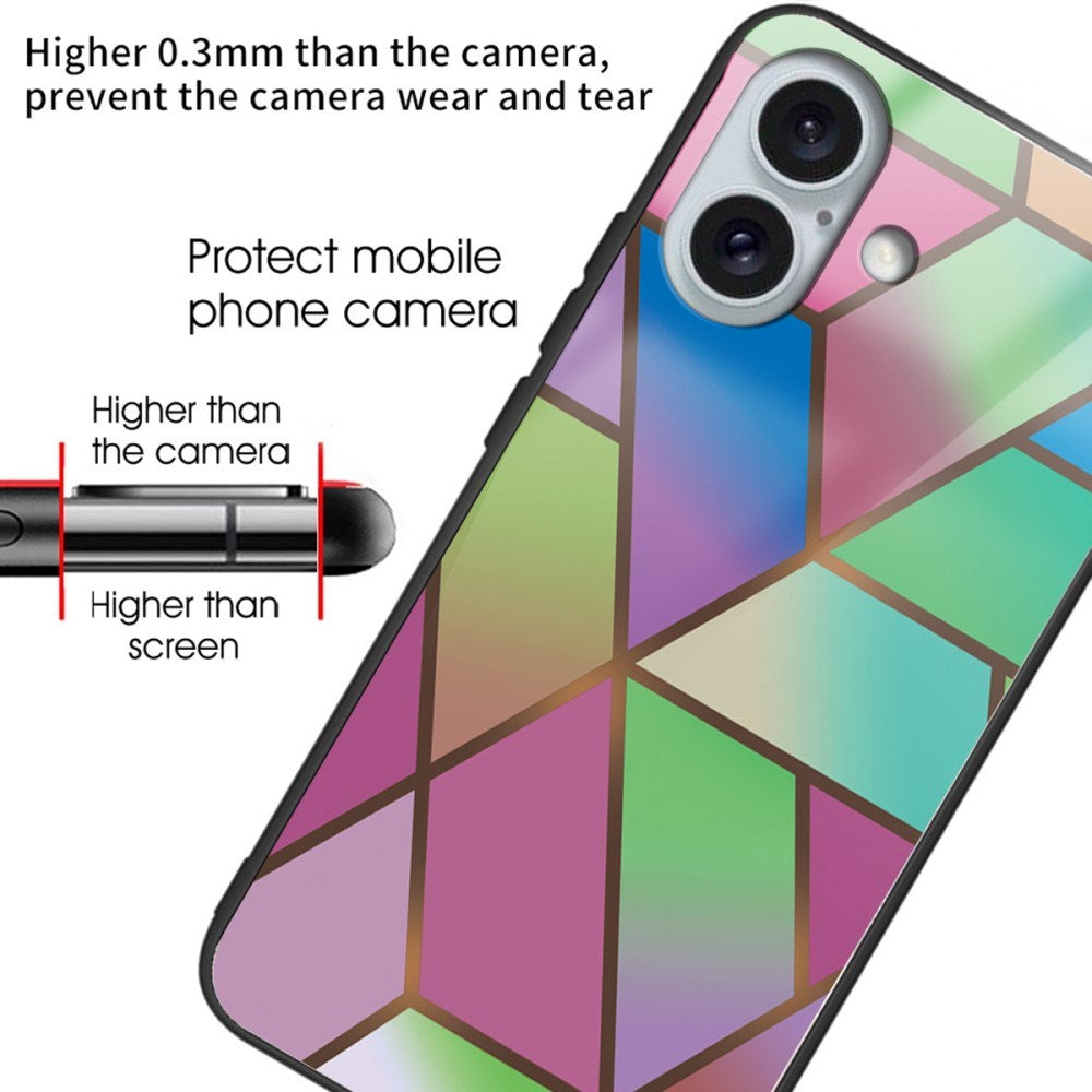 EIDERWOOD iPhone 16 plastbakdeksel m. Glassbakside - Multi Check