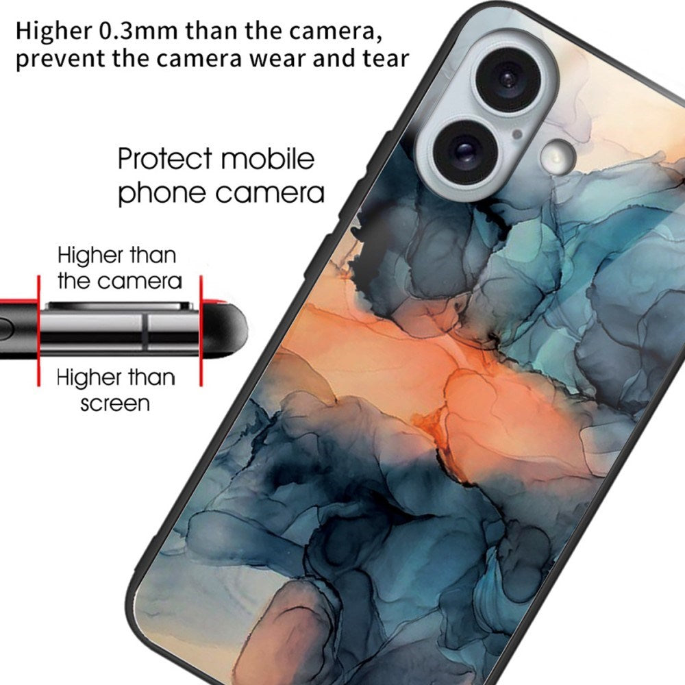 EIDERWOOD iPhone 16 Plastik Bagside Cover m. Glasbagside - Orange / Blå Sky