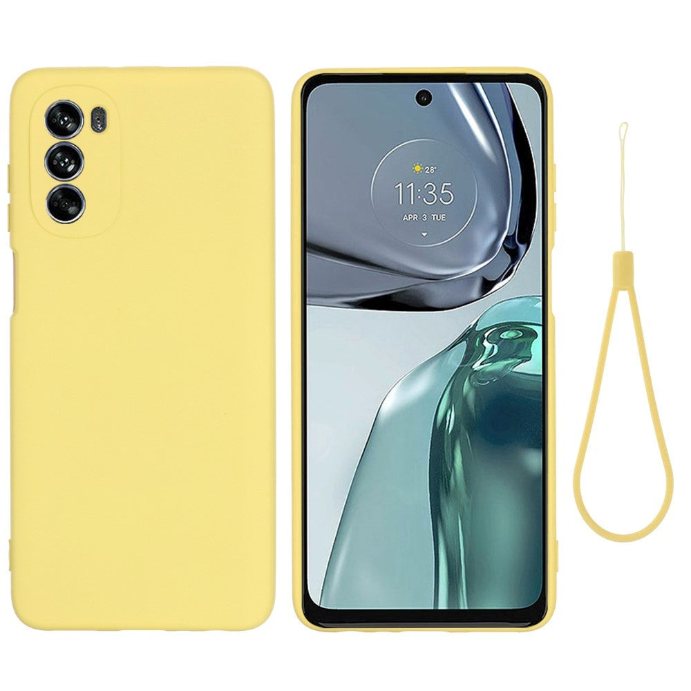Motorola Moto G62 flytende silikon bakdeksel m. Stropp - Gul
