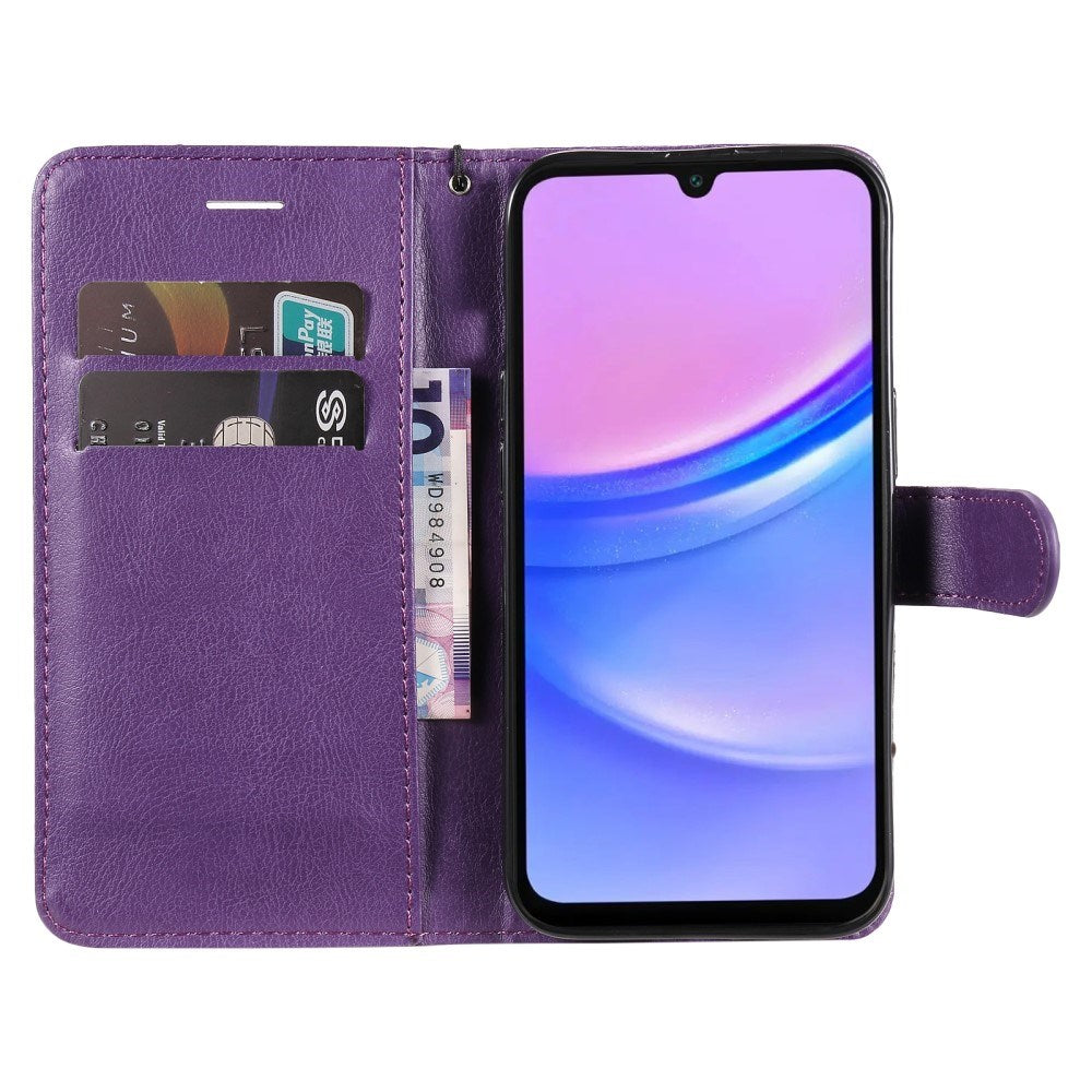 Samsung Galaxy A16 (4G/5G) PU Læder Flip Cover m. Pung og Strop - Lilla