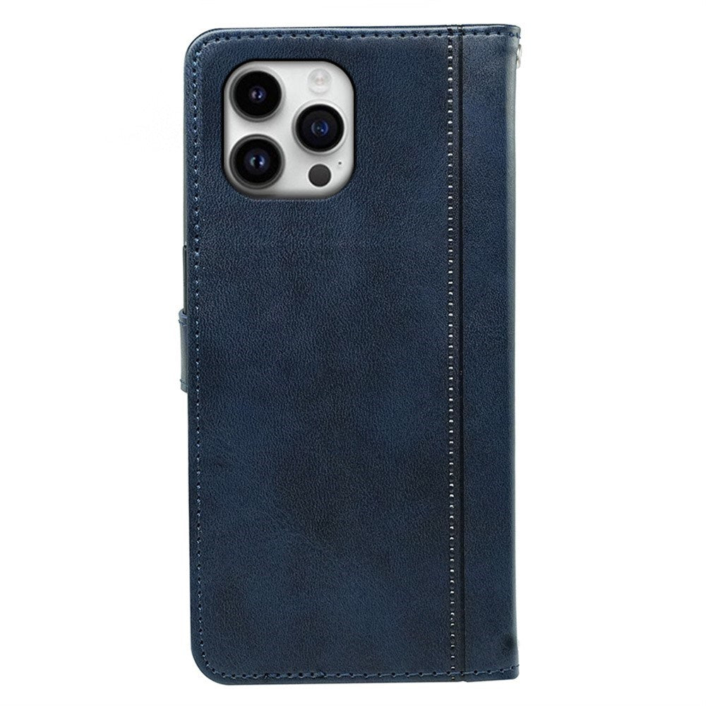 EIDERWOOD iPhone 16 Pro Leather Flip Cover m. Stativ og lommebok - Blå