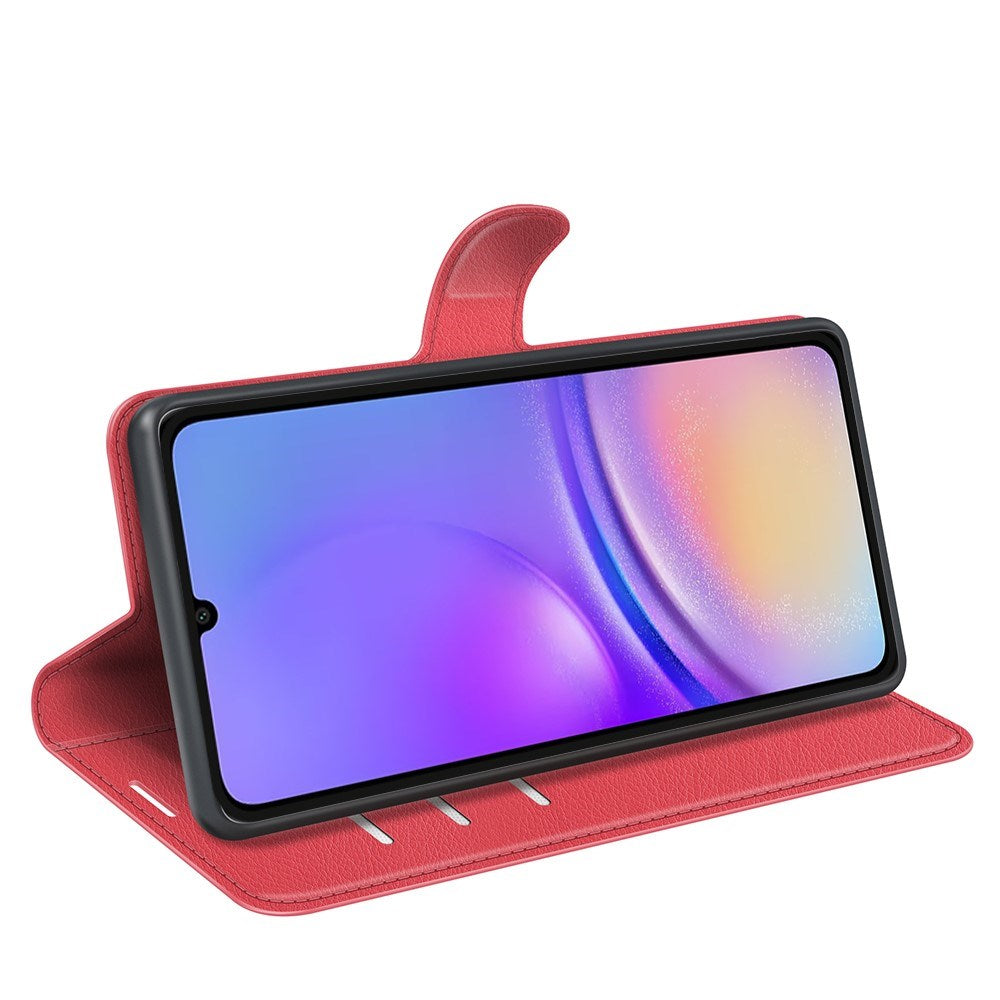 EIDERWOOD Samsung Galaxy A06 Litchi Leather Flip Deksel inkl. Kortholder - Rød