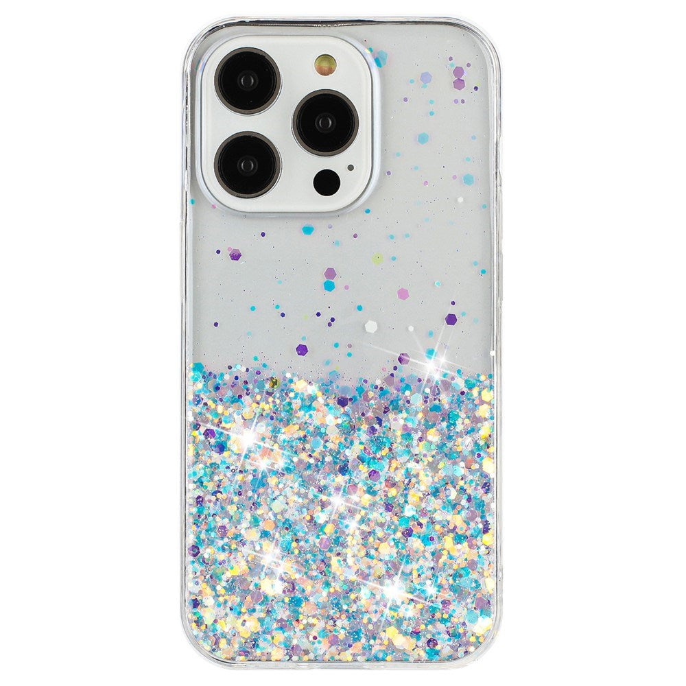 iPhone 16 Pro Max EIDERWOOD Fleksibelt Plast Glitter Bagside Cover - Gennemsigtig / Hvid