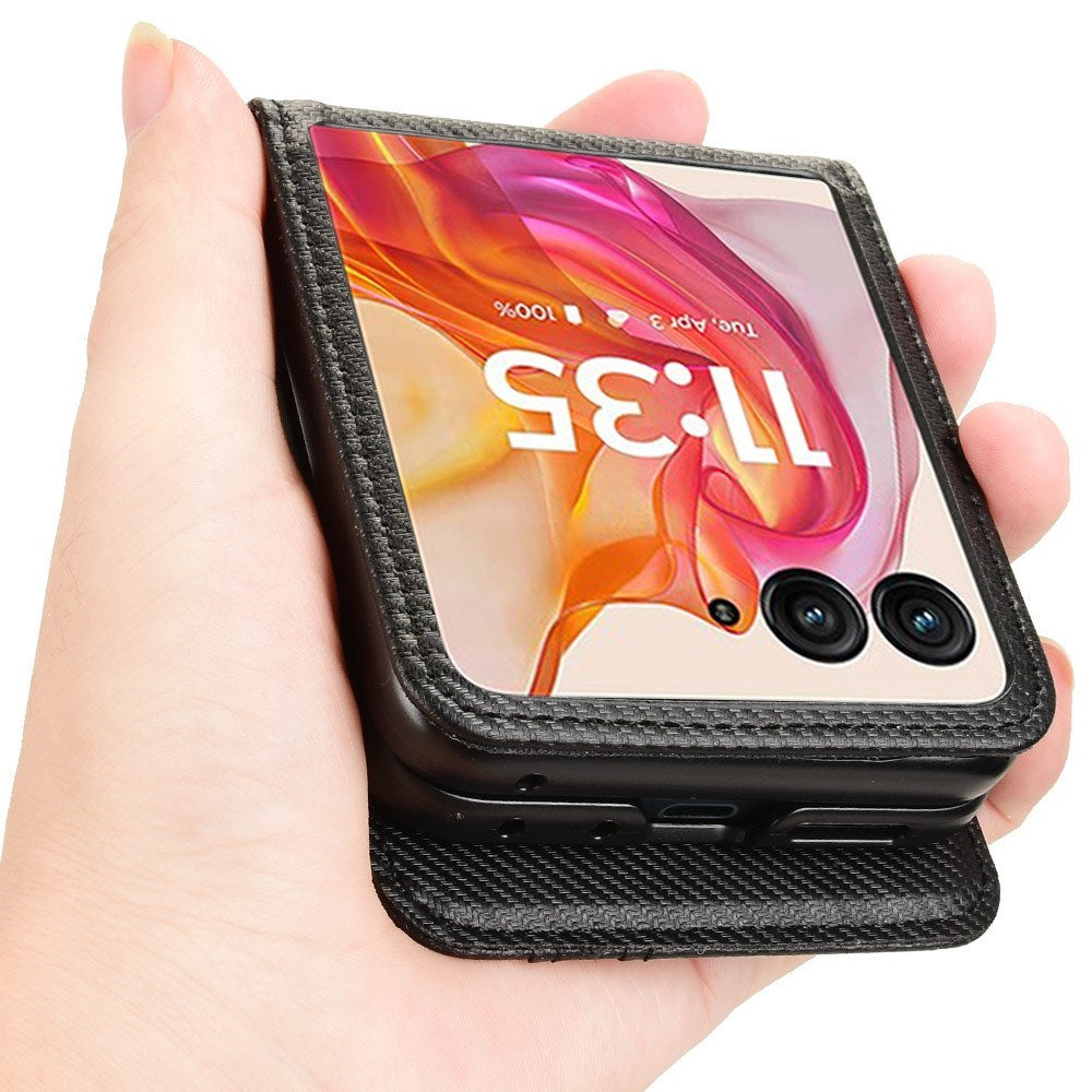 EIDERWOOD Motorola Razr 50 Ultra 5G deksel i kunstskinn m. Kortholder - Sort