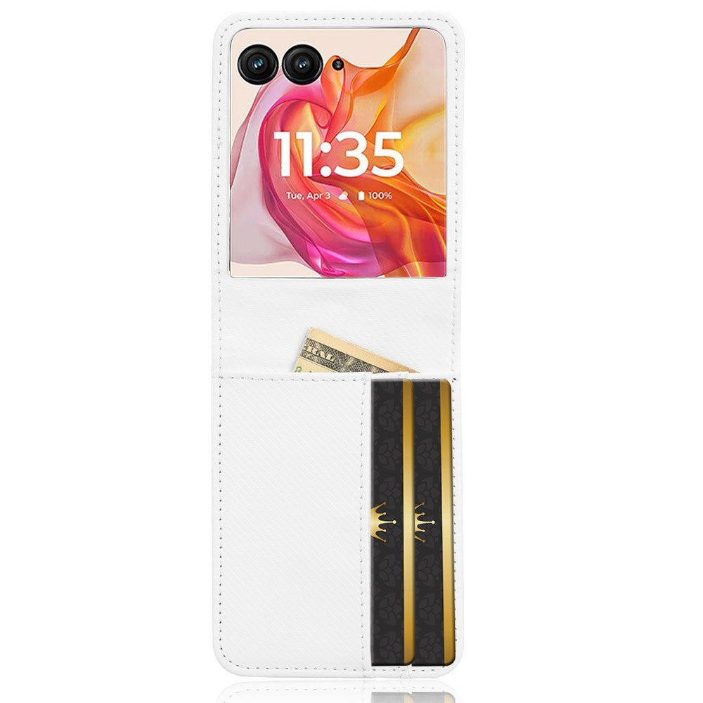 EIDERWOOD Motorola Razr 50 Ultra 5G deksel i kunstskinn m. Kortholder - Hvit