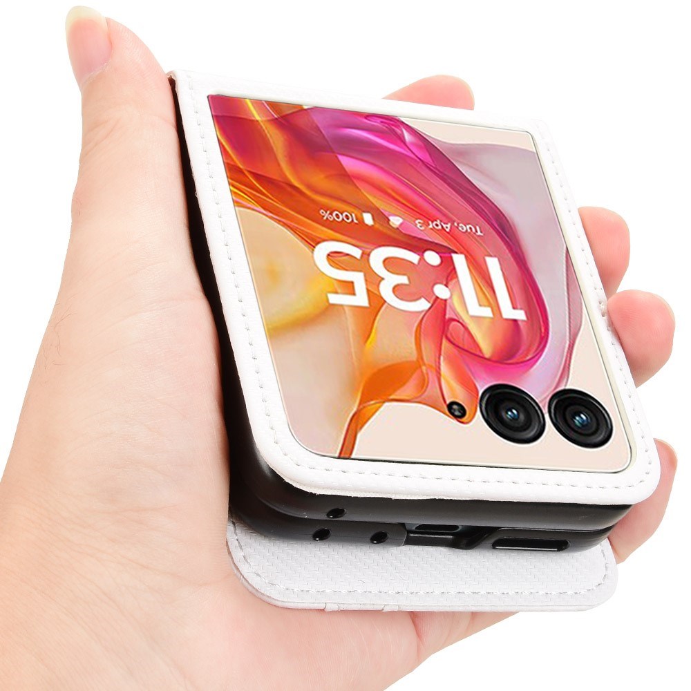 EIDERWOOD Motorola Razr 50 Ultra 5G deksel i kunstskinn m. Kortholder - Hvit