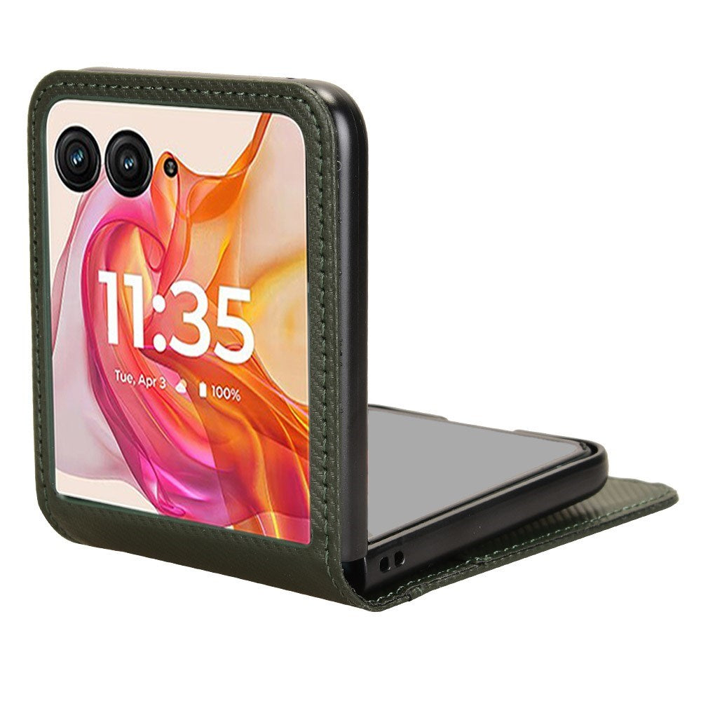 EIDERWOOD Motorola Razr 50 Ultra 5G deksel i kunstskinn m. Kortholder - Grønn