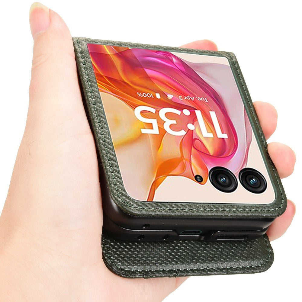 EIDERWOOD Motorola Razr 50 Ultra 5G deksel i kunstskinn m. Kortholder - Grønn