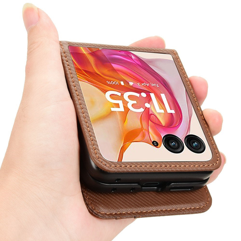 EIDERWOOD Motorola Razr 50 Ultra 5G deksel i kunstskinn m. Kortholder - Brun