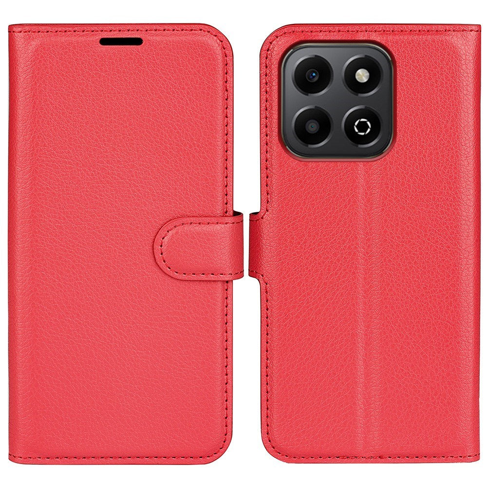 Honor X6b - EIDERWOOD Faux Leather Flip Cover m. Kortholder og stativfunksjon - rød