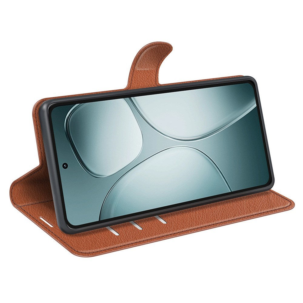 EIDERWOOD Xiaomi 14T Litchi Leather Flip Cover m. Lommebok - Brun