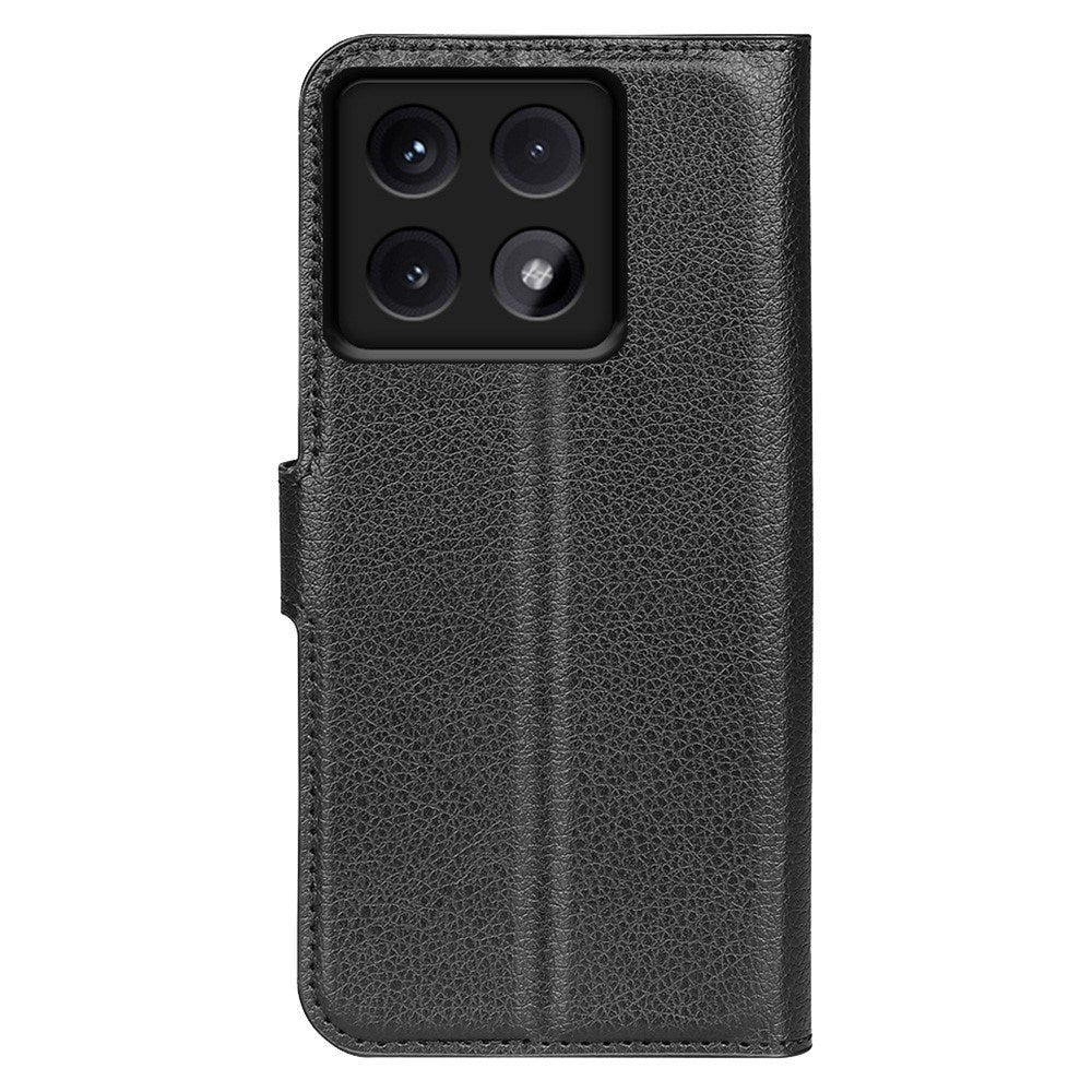 EIDERWOOD Xiaomi 14T Pro Litchi Leather Flip Cover m. Lommebok - Svart