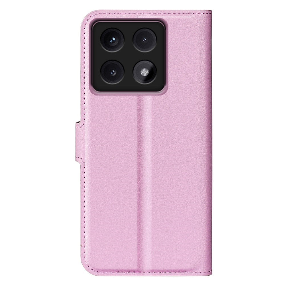 EIDERWOOD Xiaomi 14T Pro Litchi Leather Flip Cover m. Lommebok - Rosa