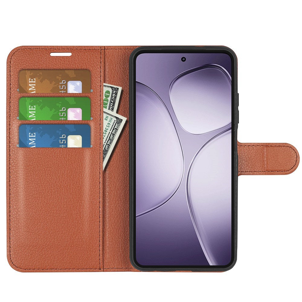 EIDERWOOD Xiaomi 14T Pro Litchi Leather Flip Cover m. Lommebok - Brun